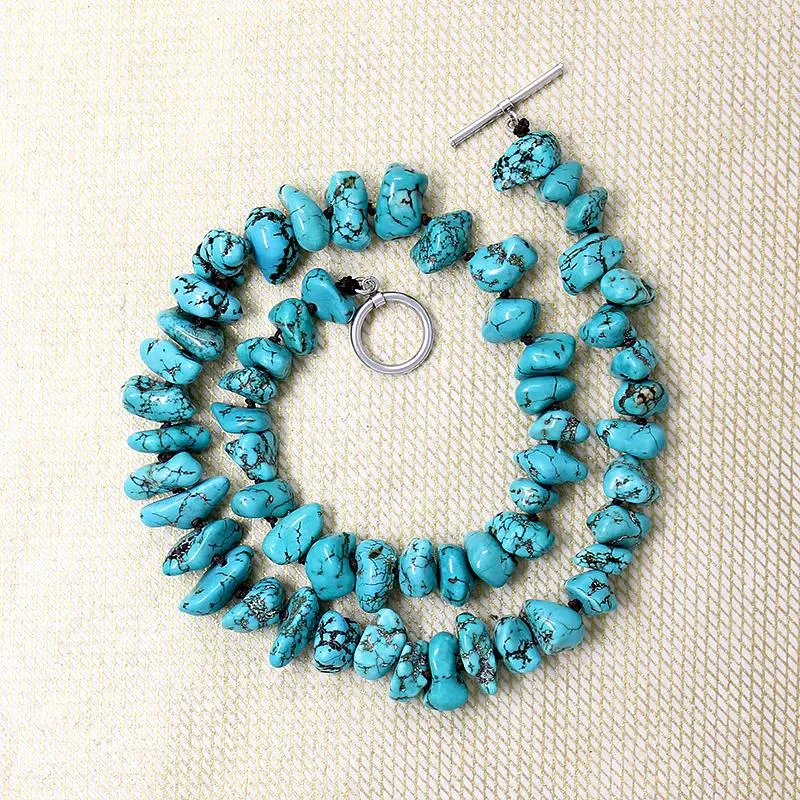 Graduated Turquoise Nugget Bead Necklace