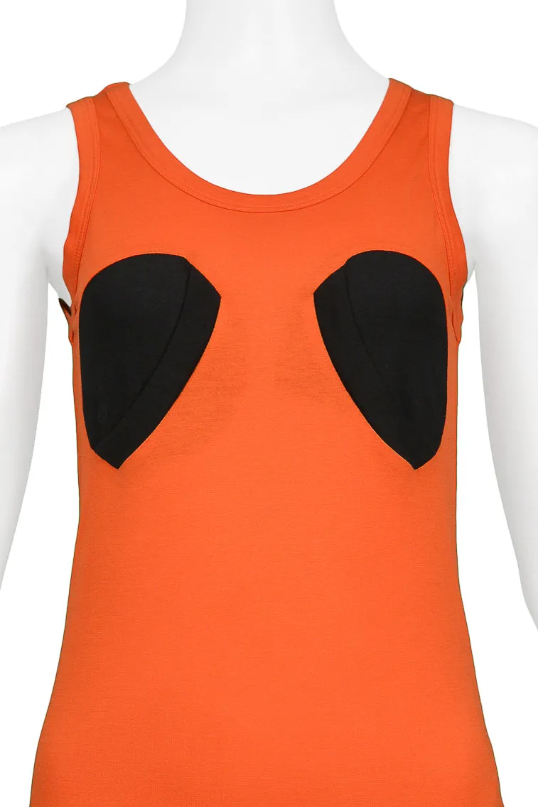 HELMUT LANG ORANGE TANK TOP WITH BLACK INSETS