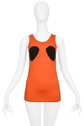 HELMUT LANG ORANGE TANK TOP WITH BLACK INSETS