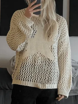 Hollow Out Star Crochet Knit Top