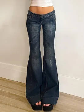 Hot Girl Washes Distresses Low Waist Flare Jeans