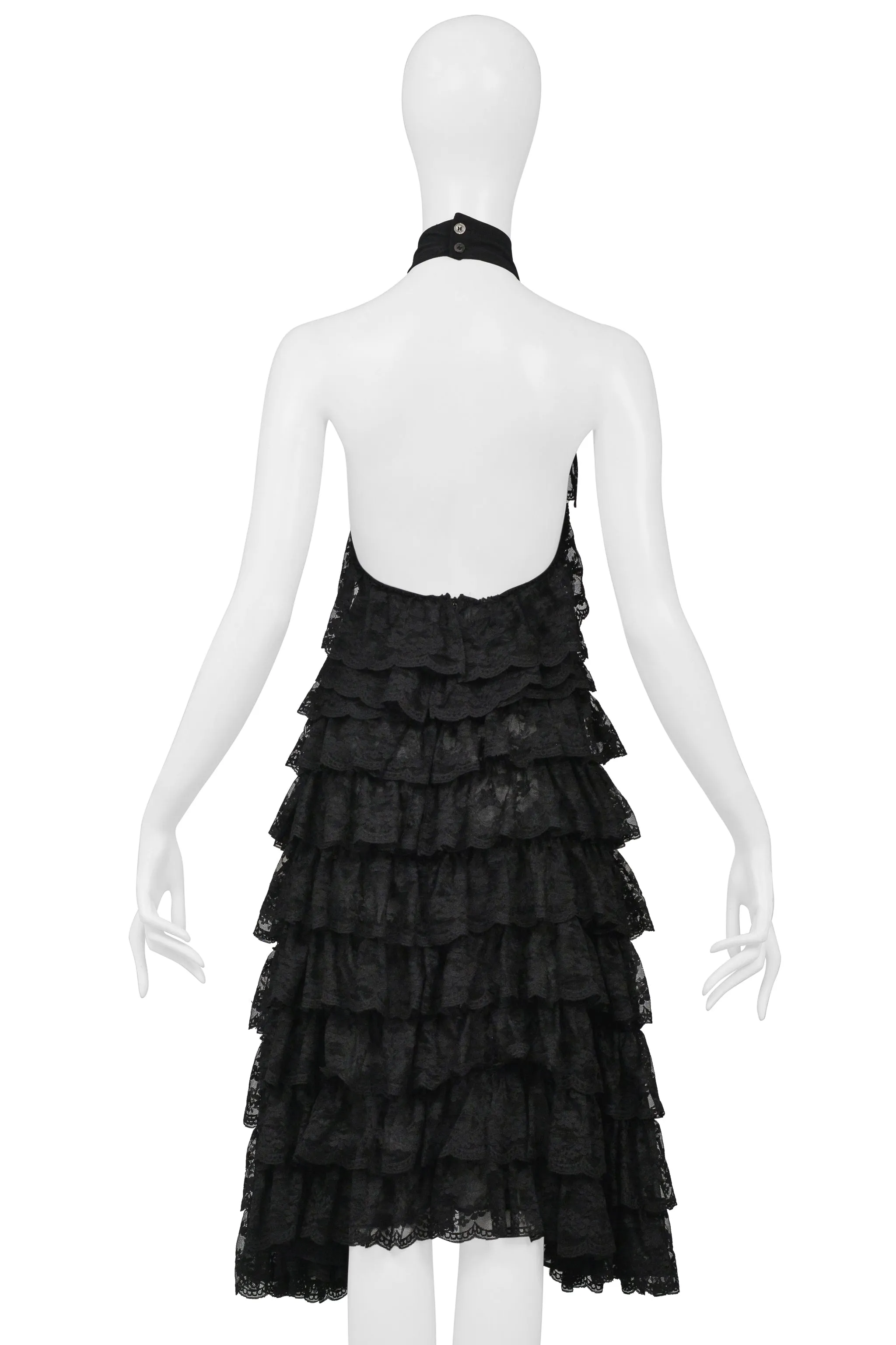 ICONIC ALEXANDER MCQUEEN BLACK LACE RUFFLE RUNWAY DRESS 1999