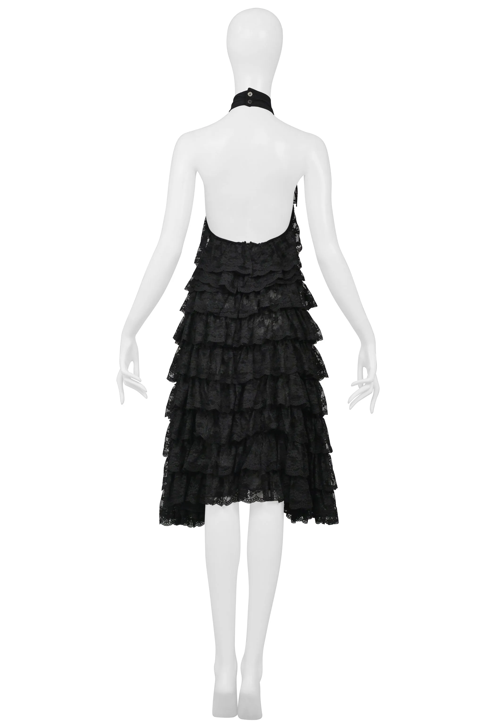 ICONIC ALEXANDER MCQUEEN BLACK LACE RUFFLE RUNWAY DRESS 1999