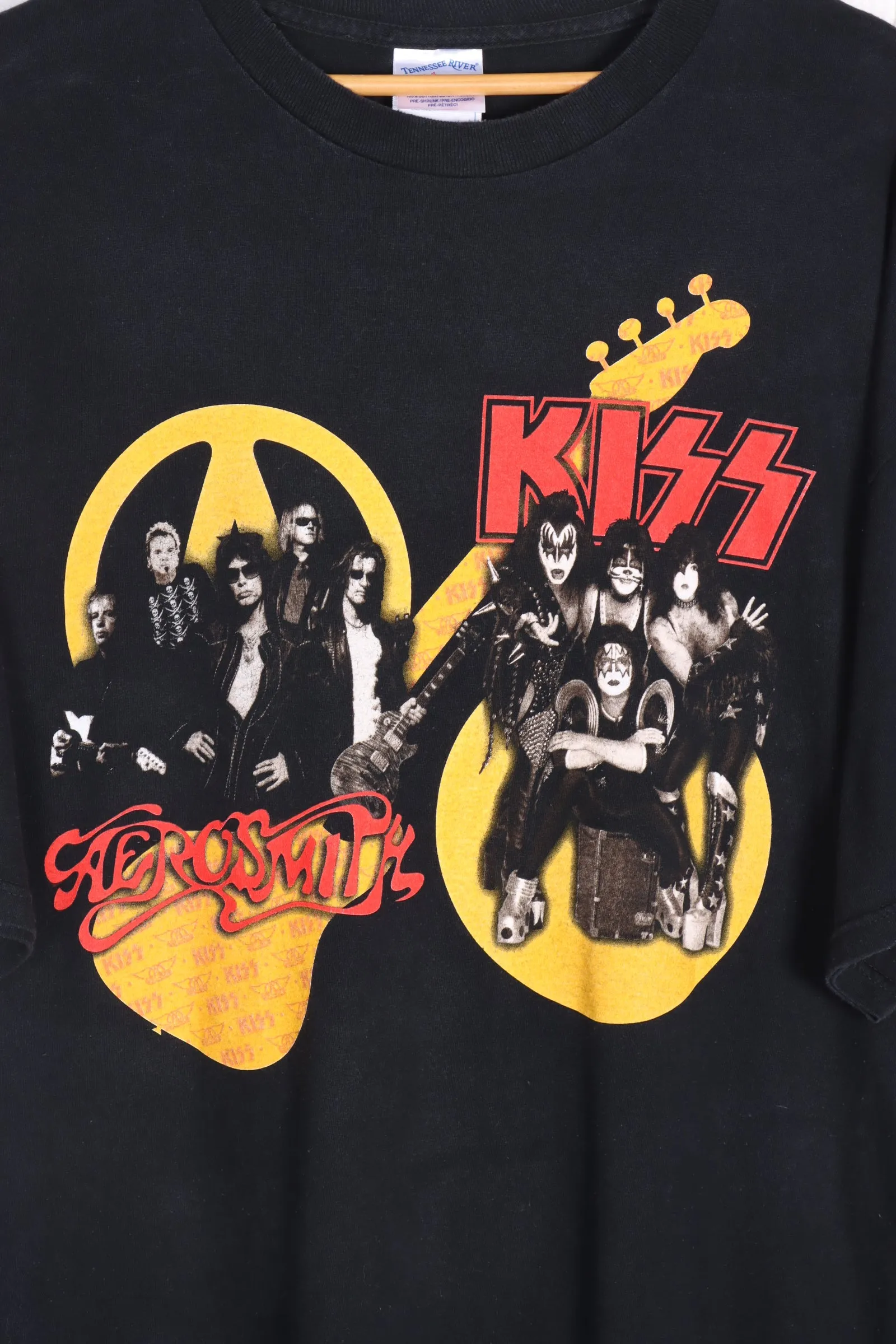 KISS & AEROSMITH Yellow & Red Music Tour Tee (XL-XXL)