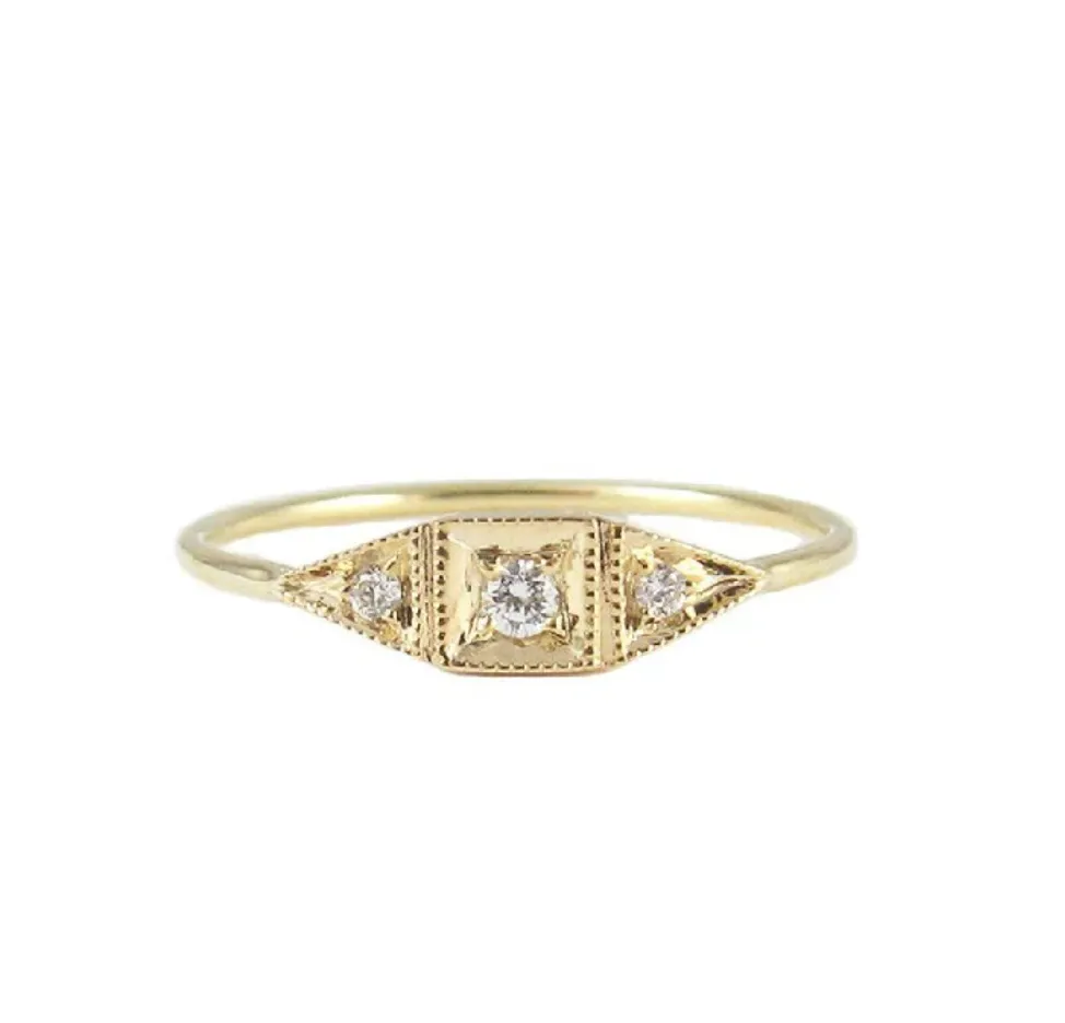 Stunning Mini Deco Diamond Ring in Size 6.5