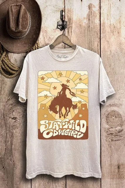 Stay Wild Cowgirl T-Shirt - Sand/Multi