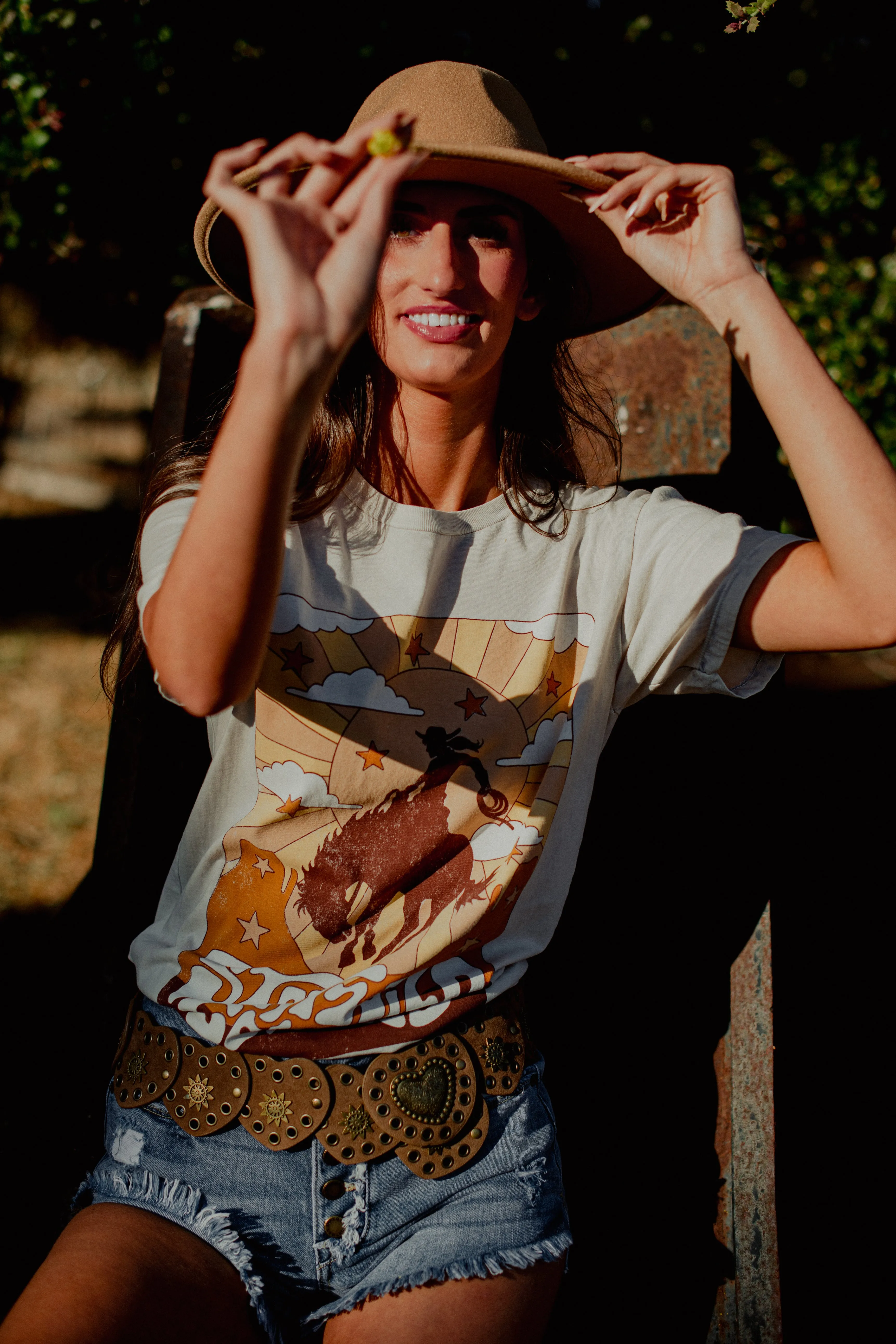 Stay Wild Cowgirl T-Shirt - Sand/Multi