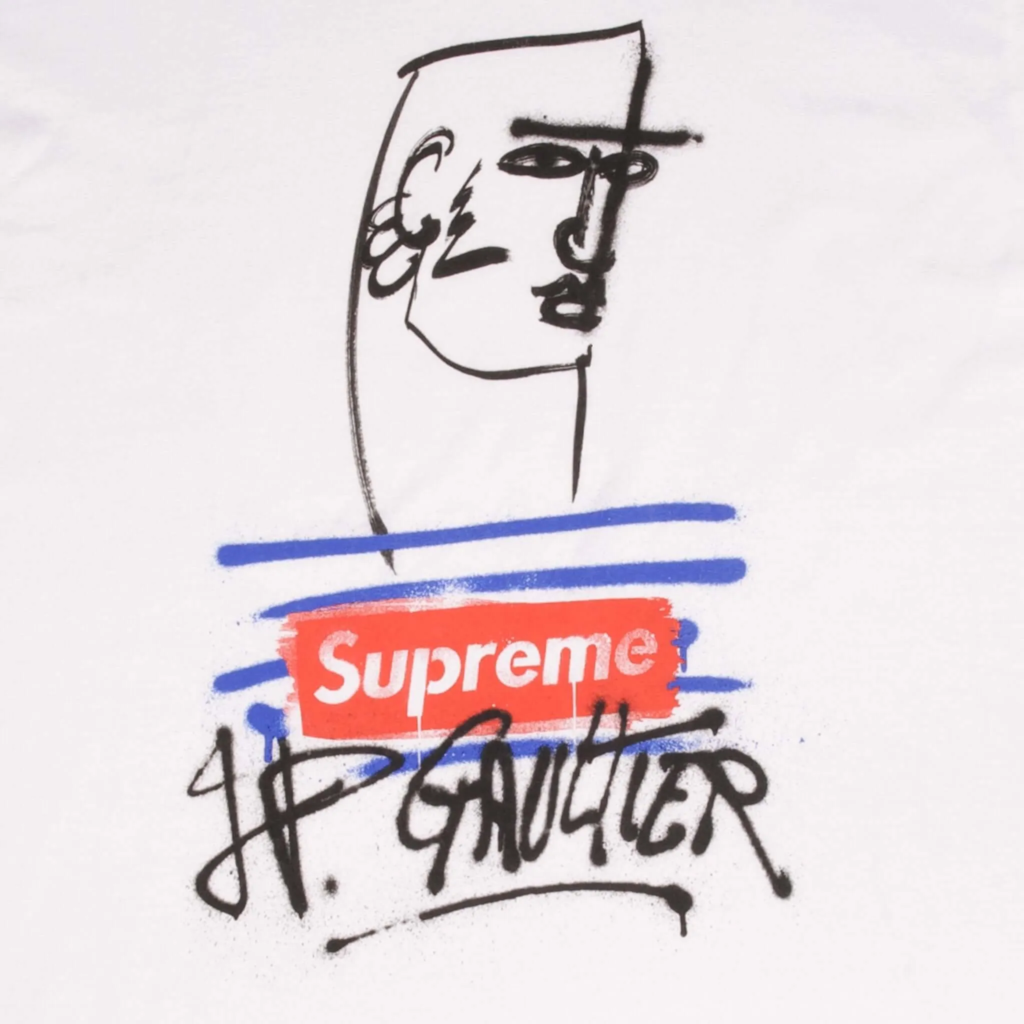 SUPREME X JEAN PAUL GAULTIER GRAFITI BOX LOGO SS19 TEE SHIRT LARGE MADE IN USA