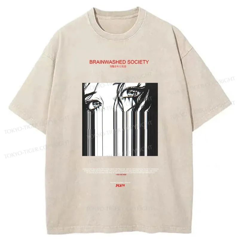 Tokyo-Tiger BRAINWASHED SOCIETY Manga Washed T-Shirt