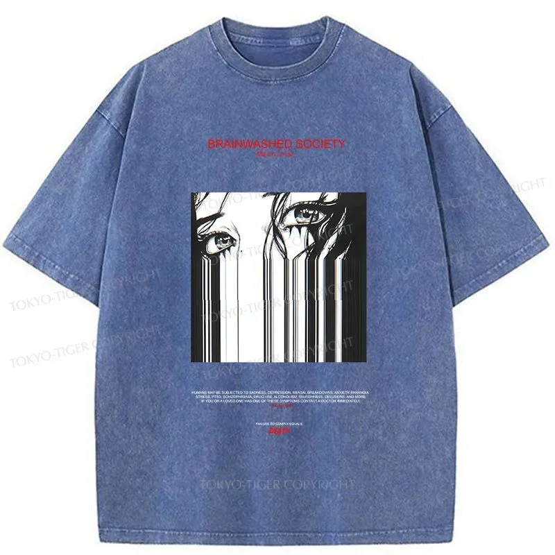 Tokyo-Tiger BRAINWASHED SOCIETY Manga Washed T-Shirt