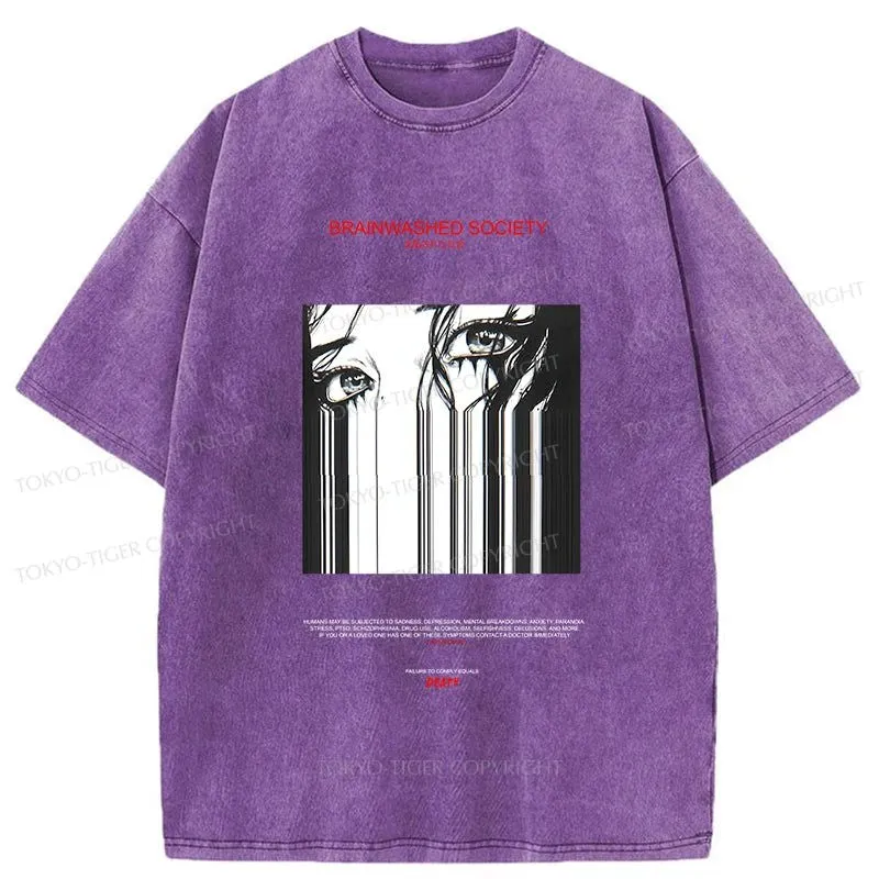 Tokyo-Tiger BRAINWASHED SOCIETY Manga Washed T-Shirt