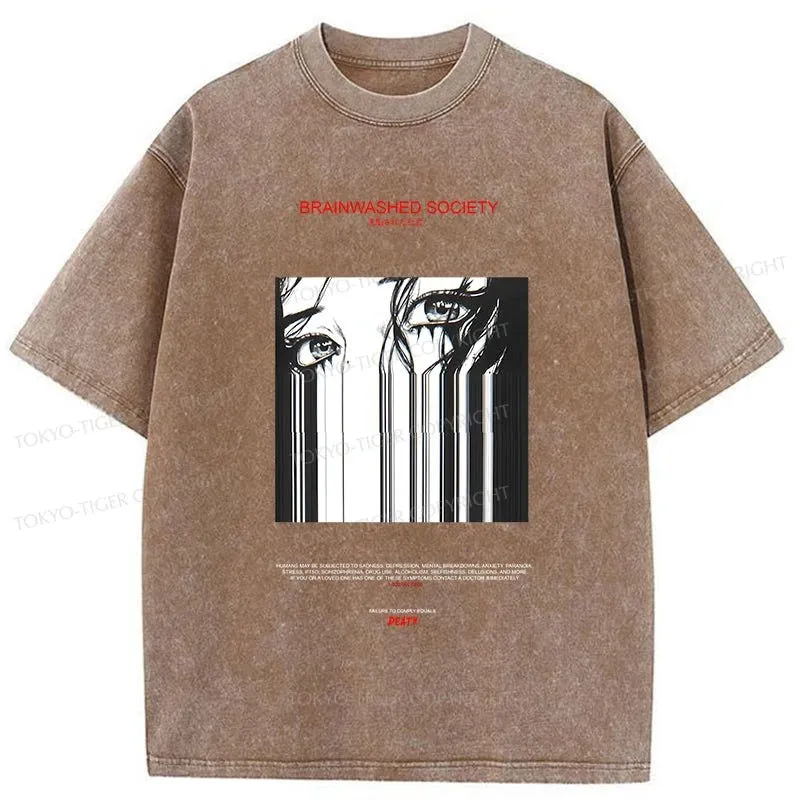 Tokyo-Tiger BRAINWASHED SOCIETY Manga Washed T-Shirt