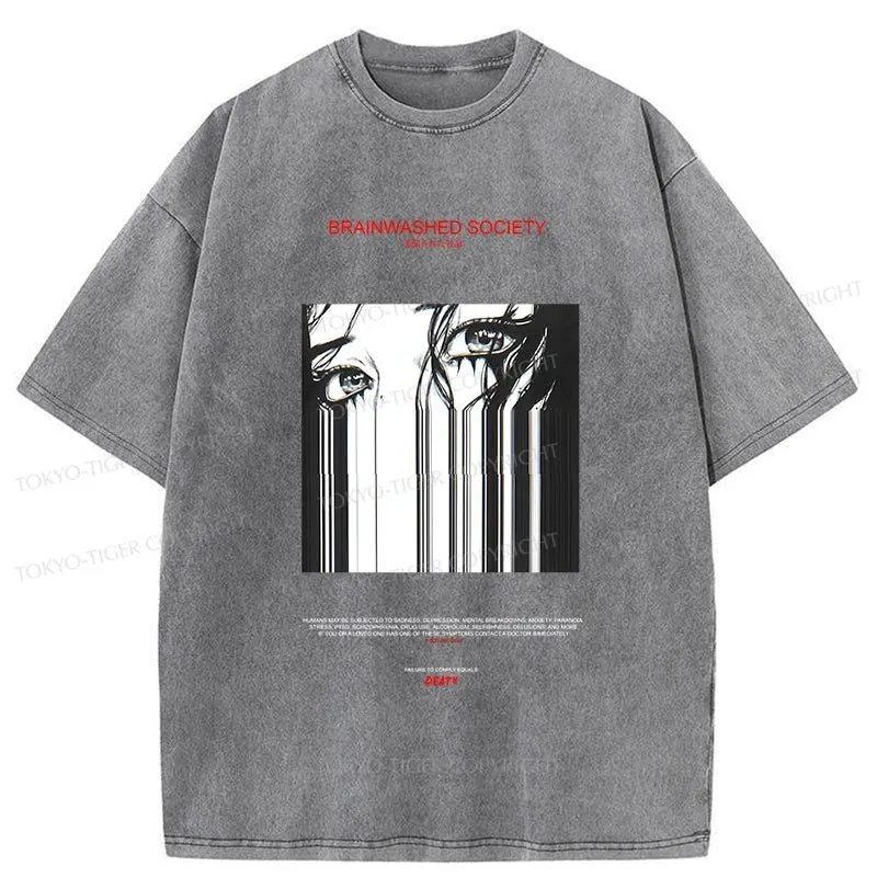 Tokyo-Tiger BRAINWASHED SOCIETY Manga Washed T-Shirt