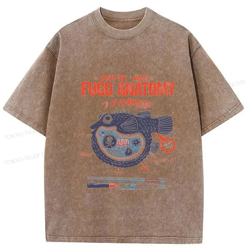 Tokyo-Tiger Fugu Anatomy Washed T-Shirt