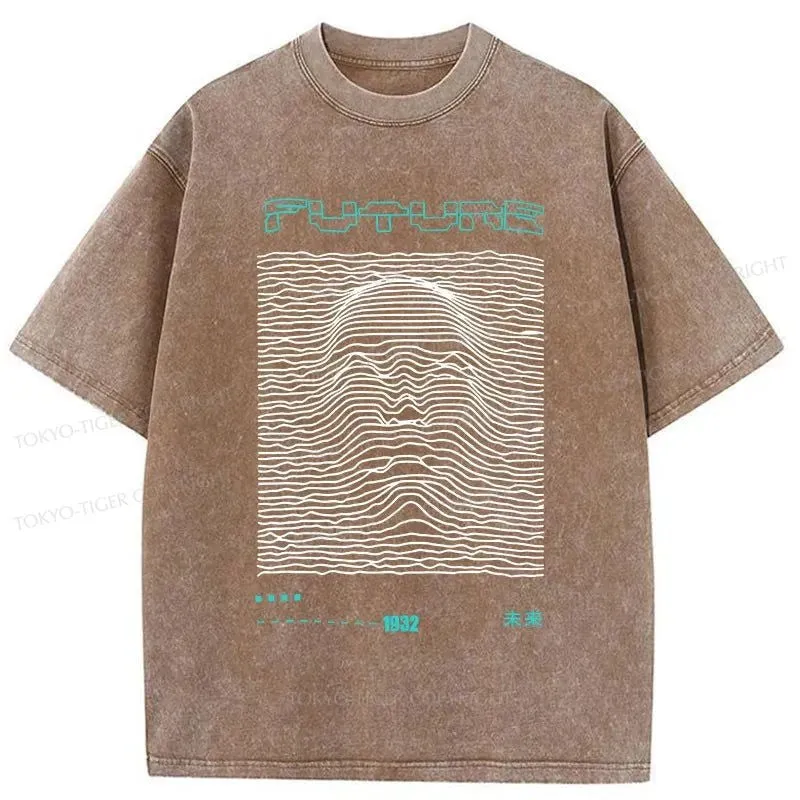 Tokyo-Tiger Future Human Head Line Washed T-Shirt