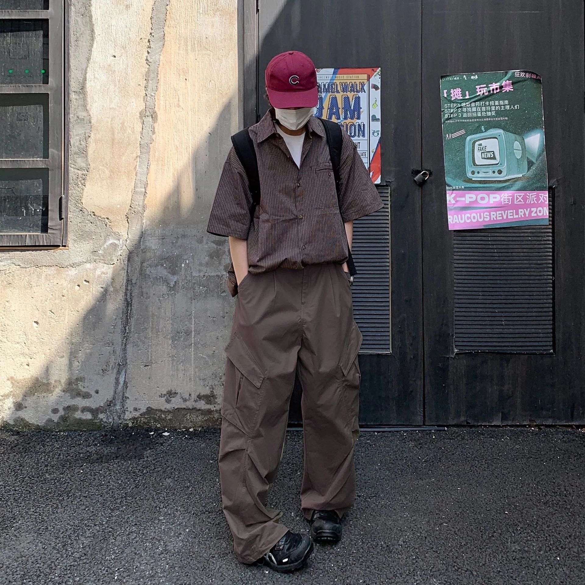 Toleet Y2K Men's Women's Street Style Outfits Japanese Vintage Vintage Overalls Men's and Women's Loose Outdoor Pants