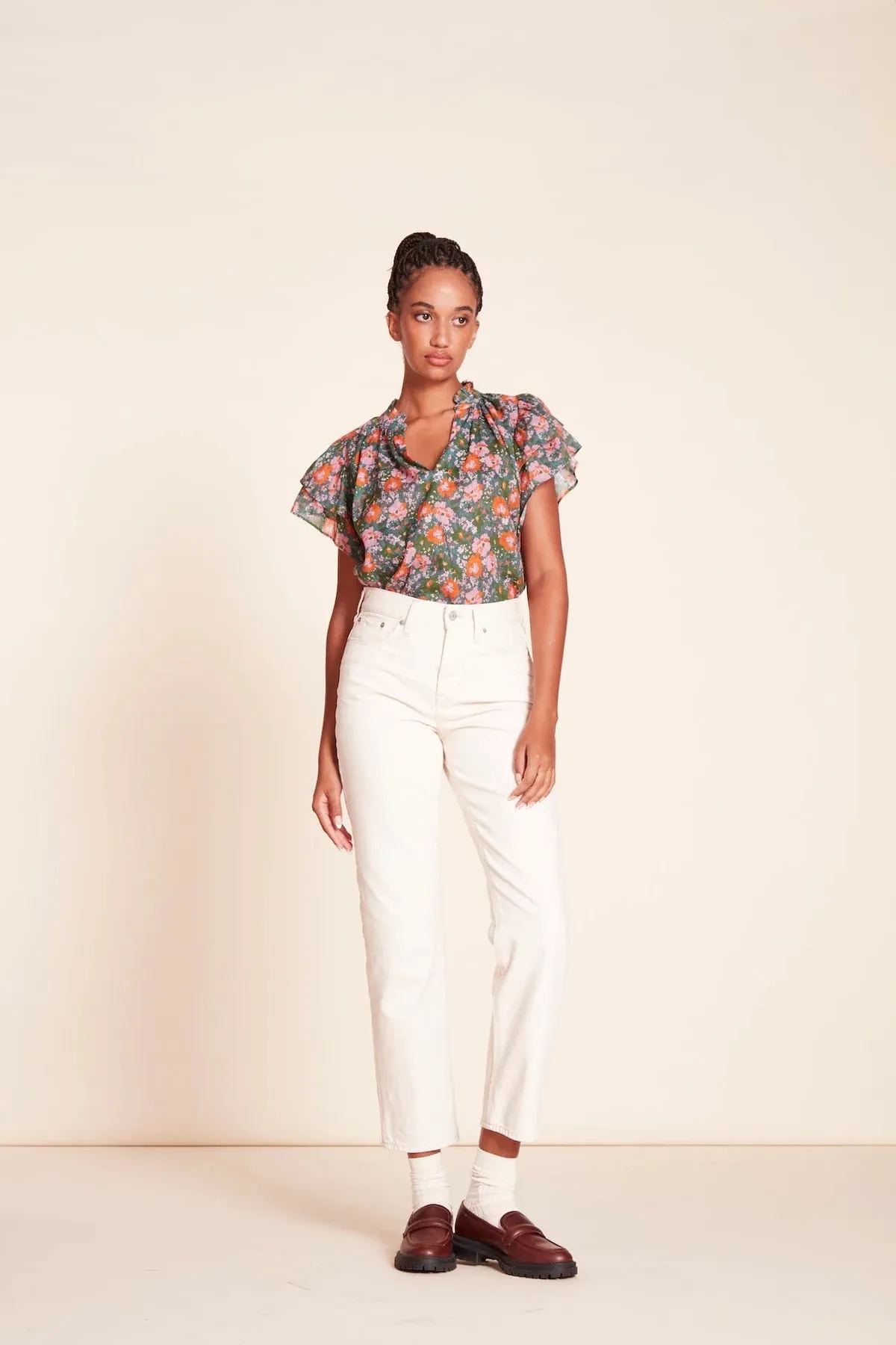 Trovata Birds of Paradis Clover Blouse in Camellia Shrub