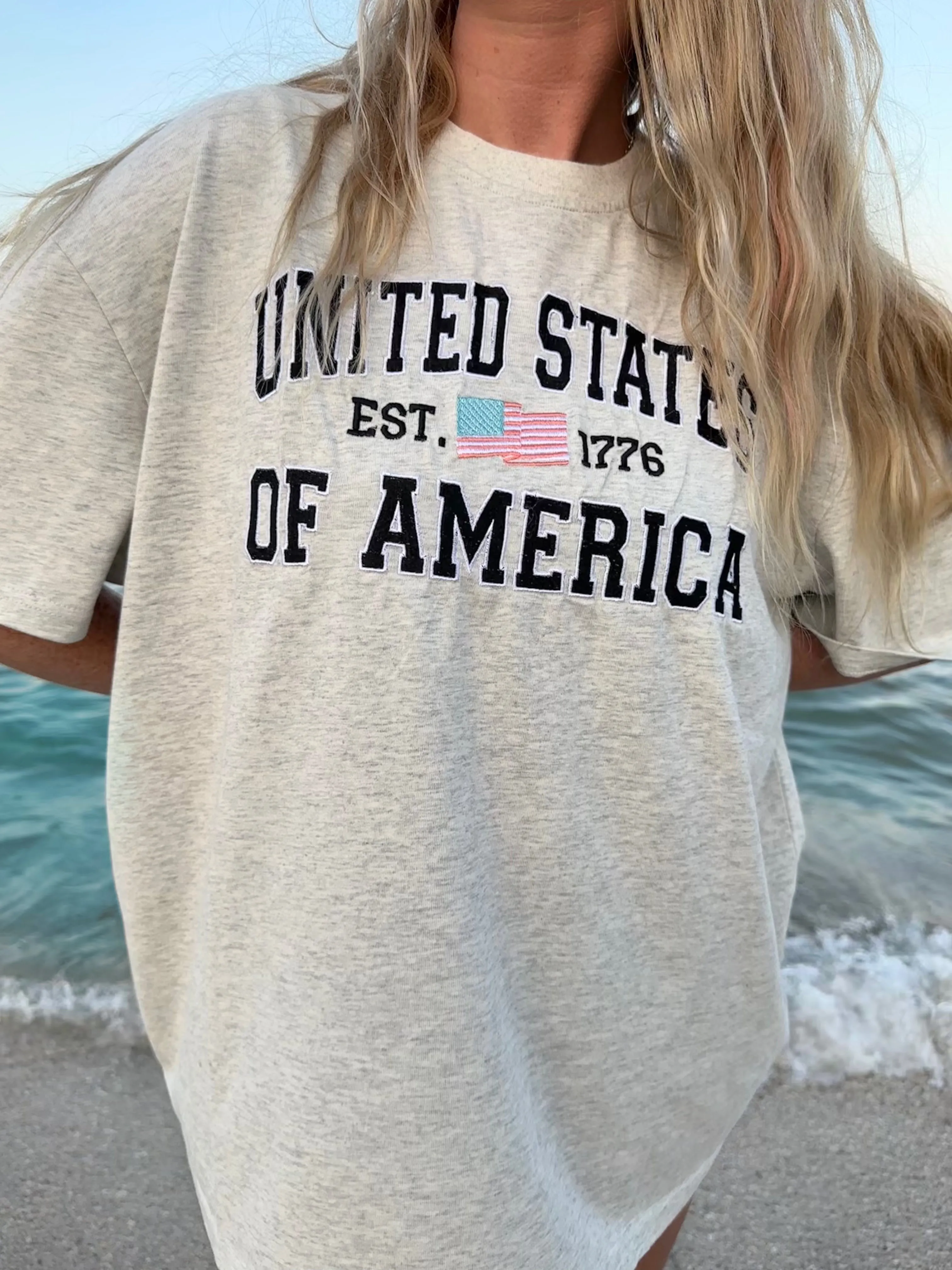 United States Of America Embroider Flag Tee