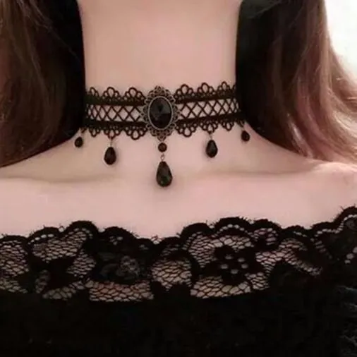 Velvet Choker, Vintage Sexy Lace Necklace with Pendants variety