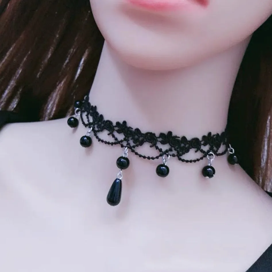 Velvet Choker, Vintage Sexy Lace Necklace with Pendants variety