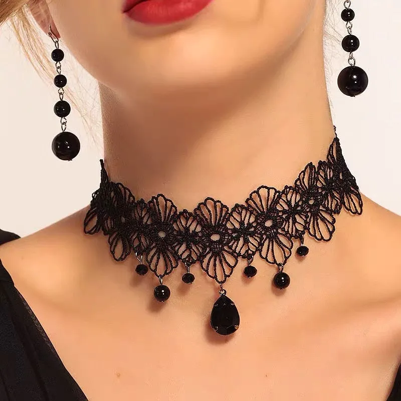 Velvet Choker, Vintage Sexy Lace Necklace with Pendants variety