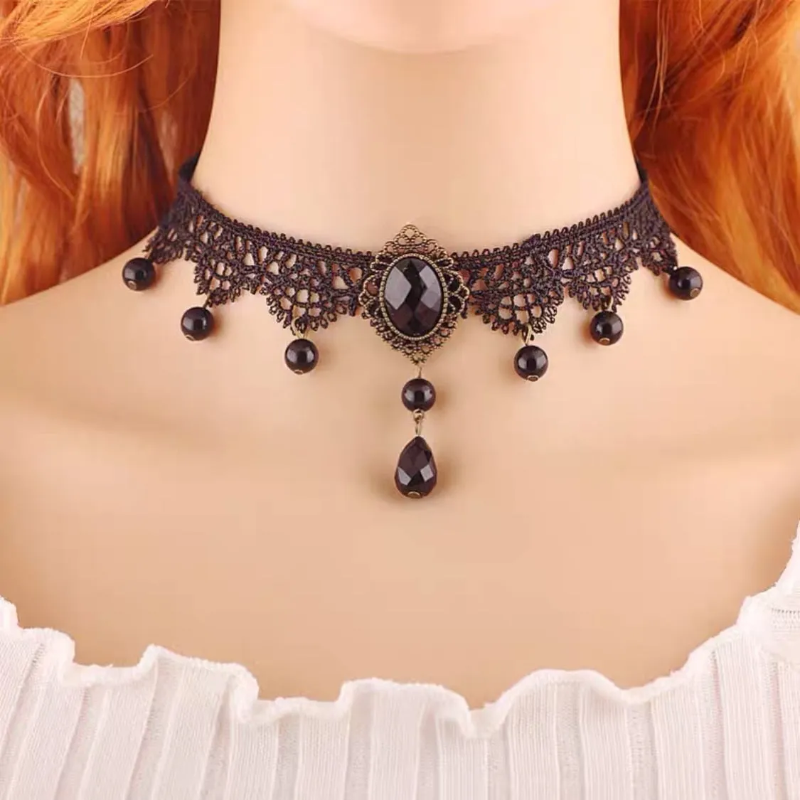 Velvet Choker, Vintage Sexy Lace Necklace with Pendants variety