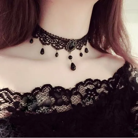 Velvet Choker, Vintage Sexy Lace Necklace with Pendants variety