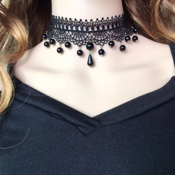 Velvet Choker, Vintage Sexy Lace Necklace with Pendants variety