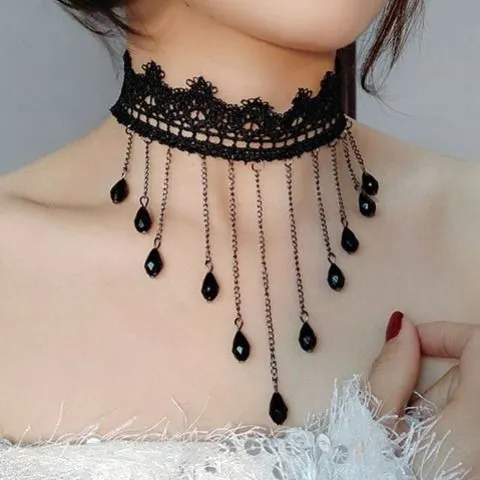 Velvet Choker, Vintage Sexy Lace Necklace with Pendants variety