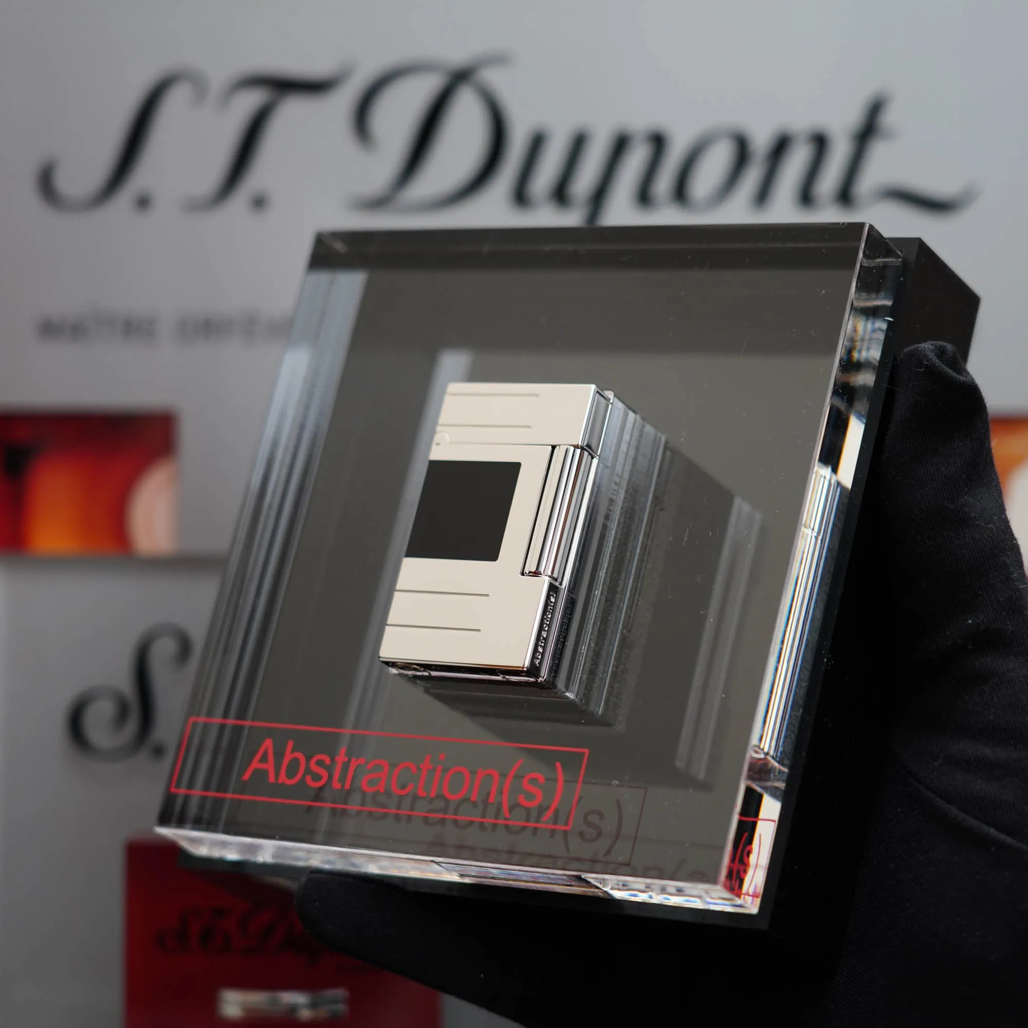 Vintage 1990 St Dupont Abstraction Limited to 2500 Heavy Palladium Finish Ligne 2 Black Lacquer Lighter