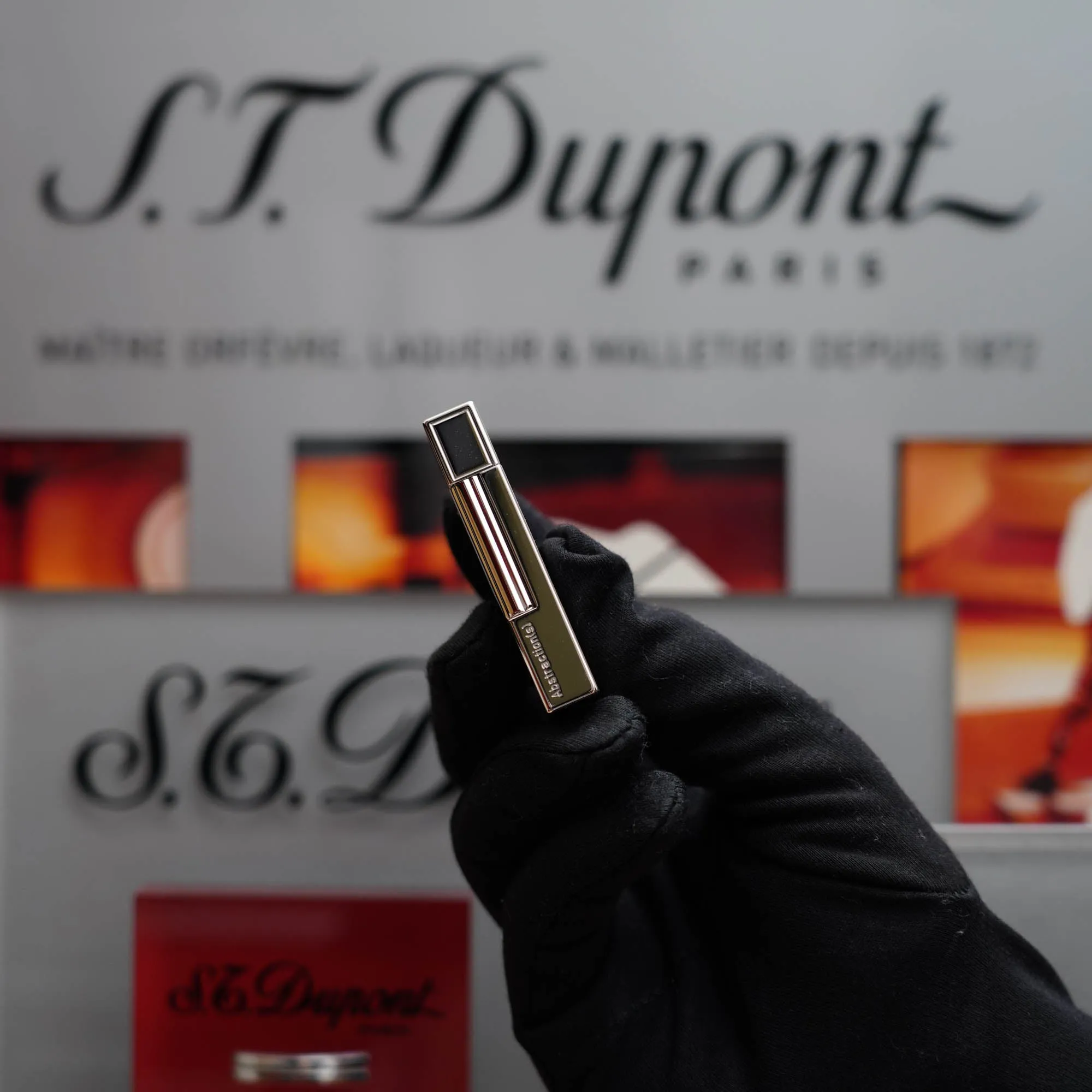 Vintage 1990 St Dupont Abstraction Limited to 2500 Heavy Palladium Finish Ligne 2 Black Lacquer Lighter