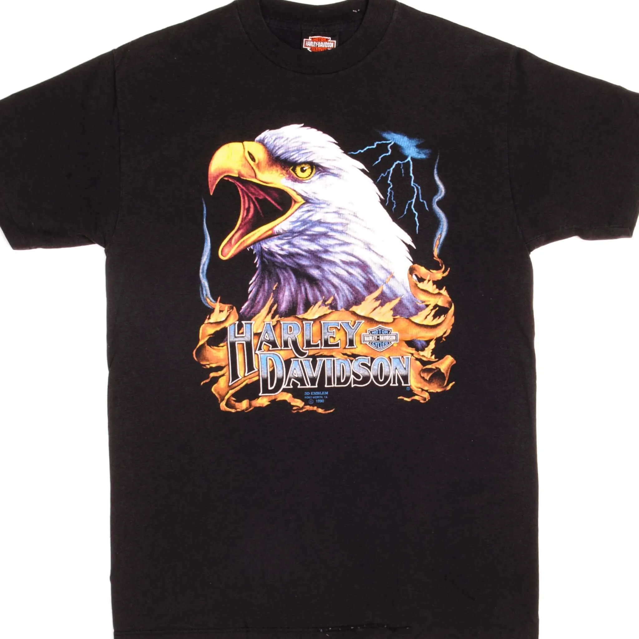 VINTAGE 3D EMBLEM HARLEY DAVIDSON EAGLE LOUDON NH TEE SHIRT 1991 LARGE MADE USA