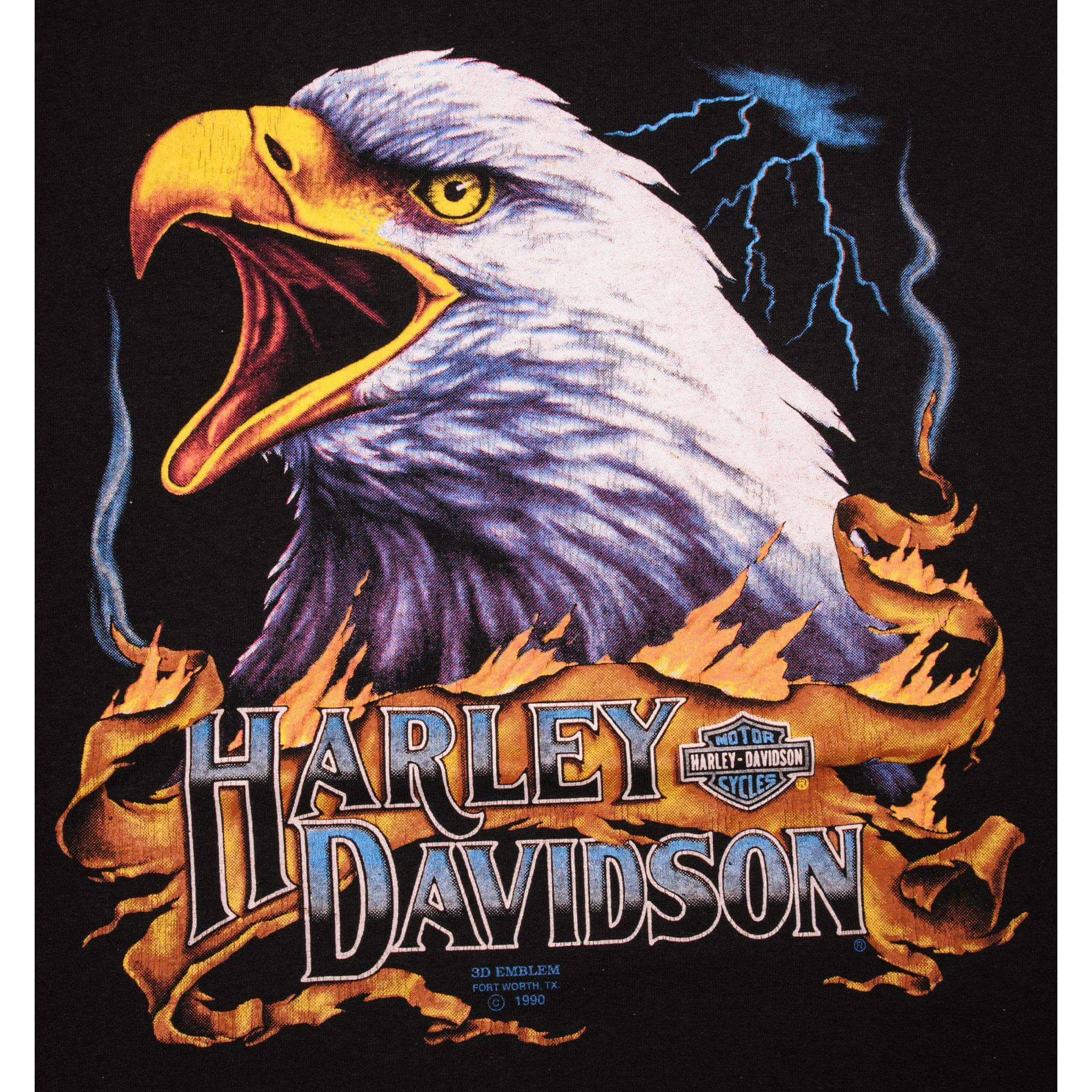 VINTAGE 3D EMBLEM HARLEY DAVIDSON EAGLE LOUDON NH TEE SHIRT 1991 LARGE MADE USA