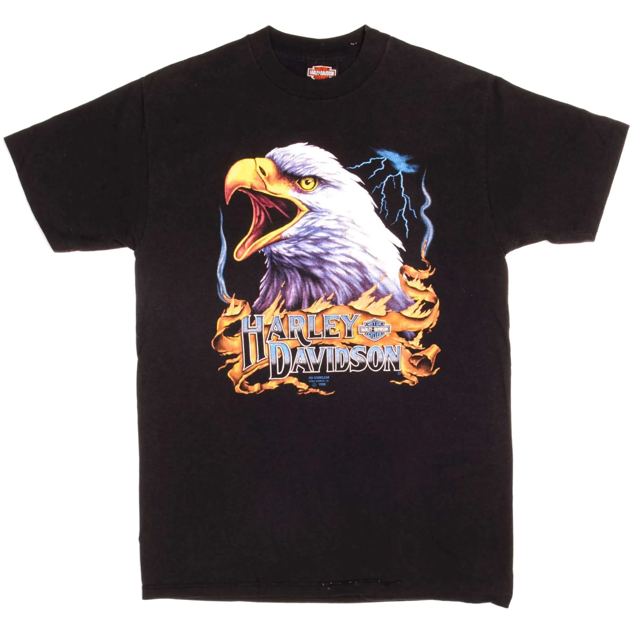 VINTAGE 3D EMBLEM HARLEY DAVIDSON EAGLE LOUDON NH TEE SHIRT 1991 LARGE MADE USA