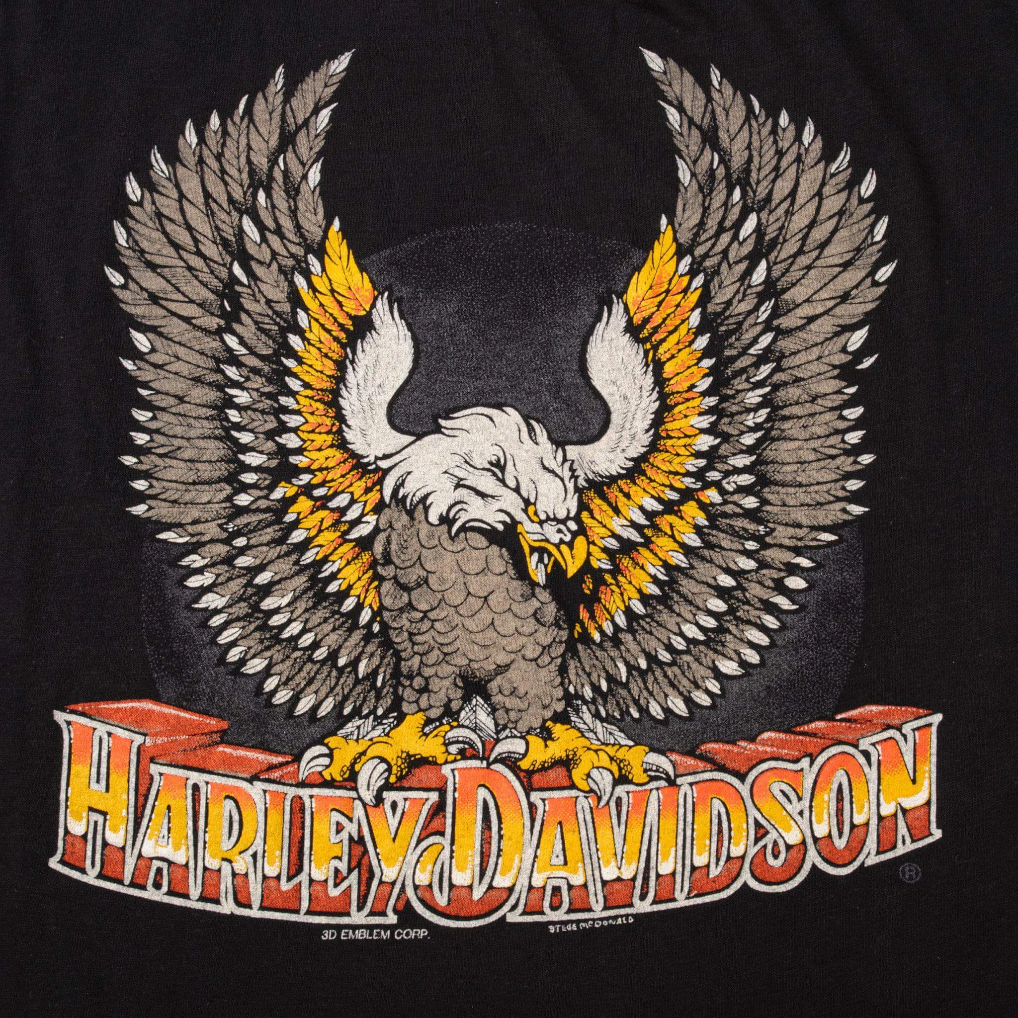 VINTAGE 3D EMBLEM HARLEY DAVIDSON TEE SHIRT 1980s SIZE SMALL MADE IN USA