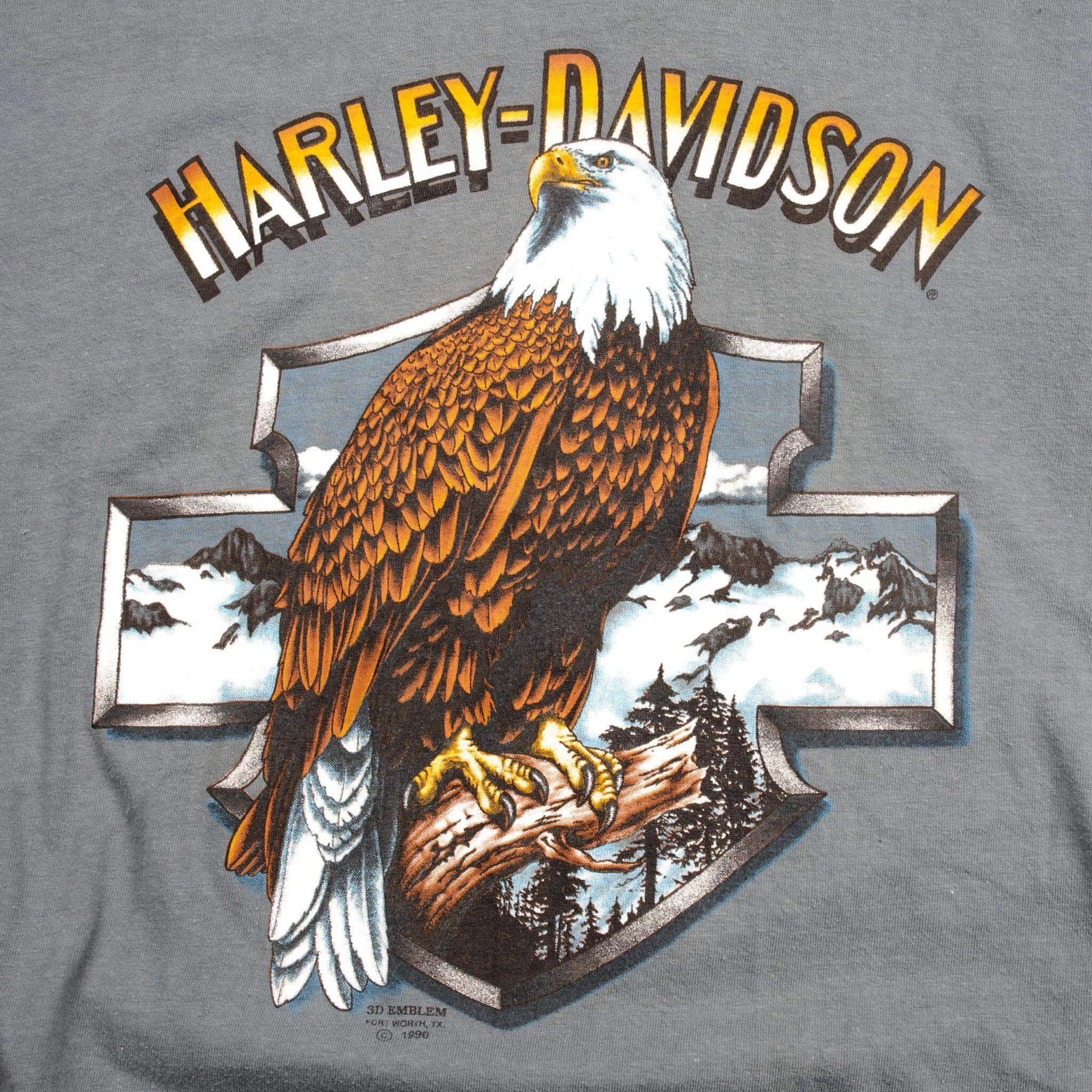 VINTAGE 3D EMBLEM HARLEY DAVIDSON TEE SHIRT 1990 SIZE MEDIUM MADE IN USA