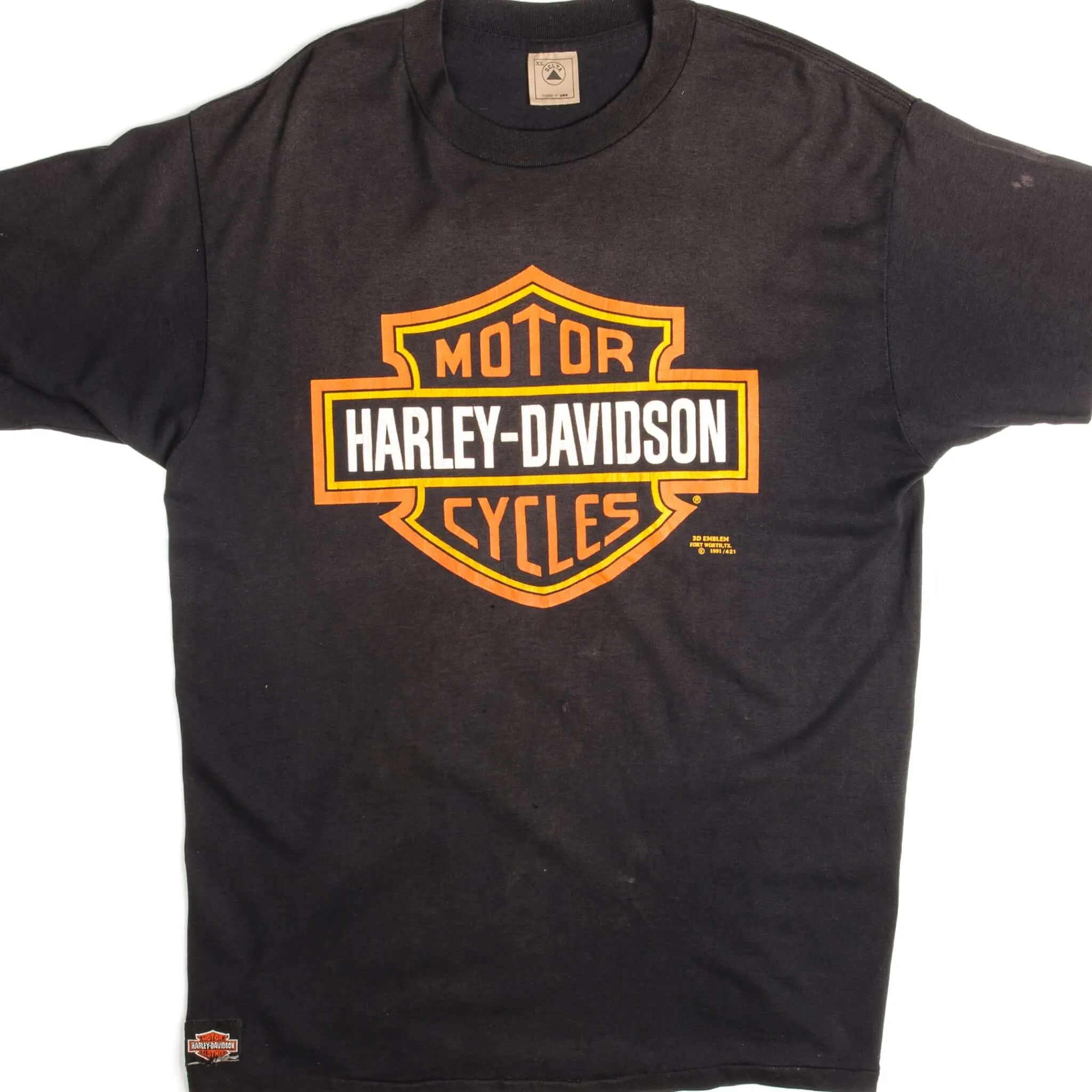 VINTAGE 3D EMBLEM HARLEY DAVIDSON TEE SHIRT 1991 SIZE LARGE MADE IN USA