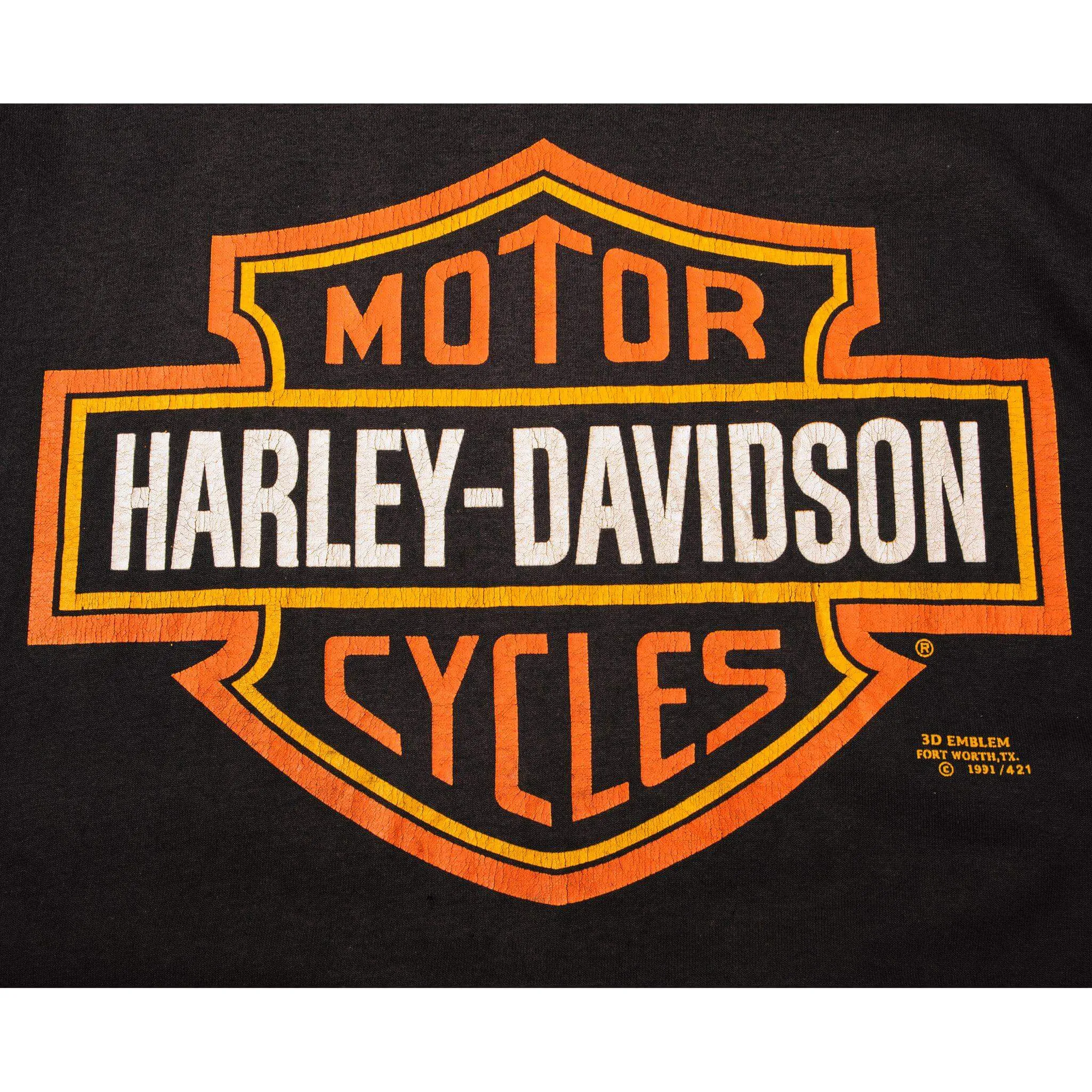 VINTAGE 3D EMBLEM HARLEY DAVIDSON TEE SHIRT 1991 SIZE LARGE MADE IN USA