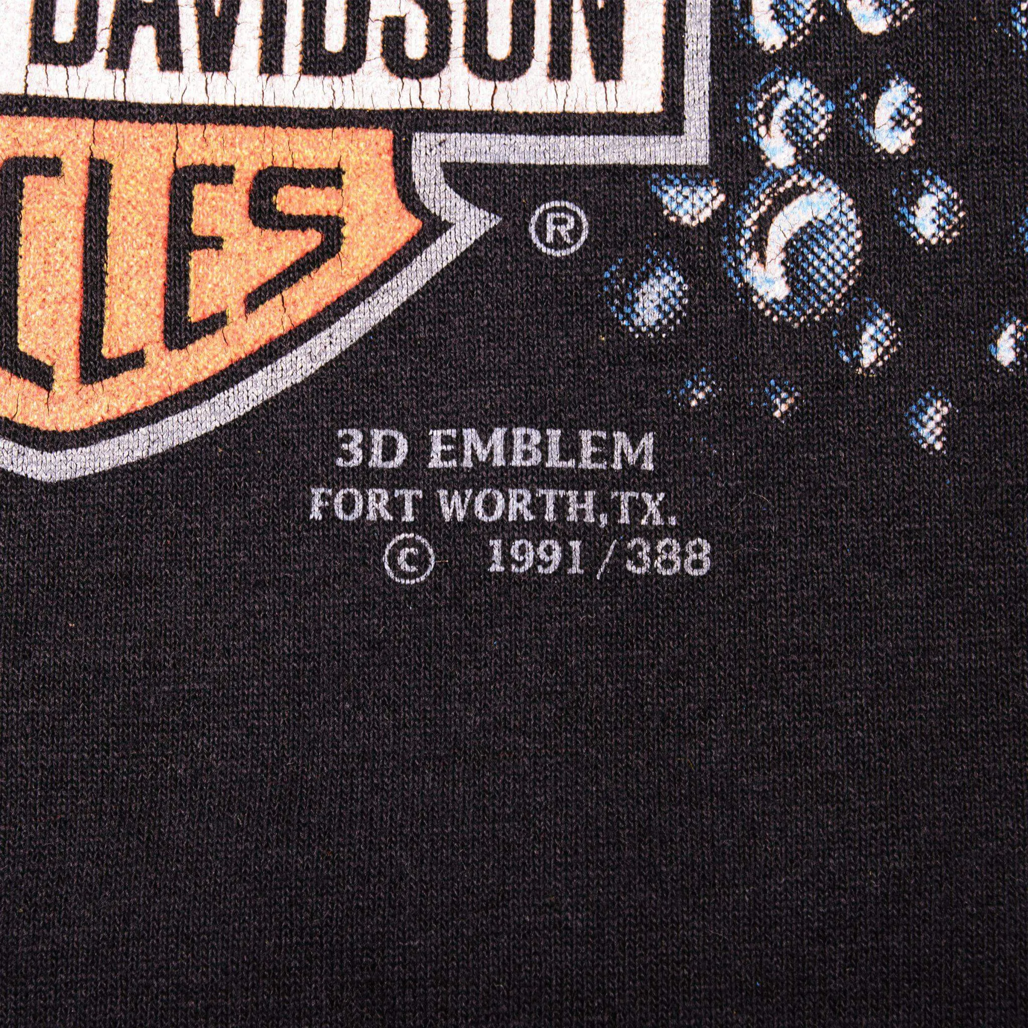 VINTAGE 3D EMBLEM HARLEY DAVIDSON TEE SHIRT 1991 SIZE MEDIUM MADE IN USA