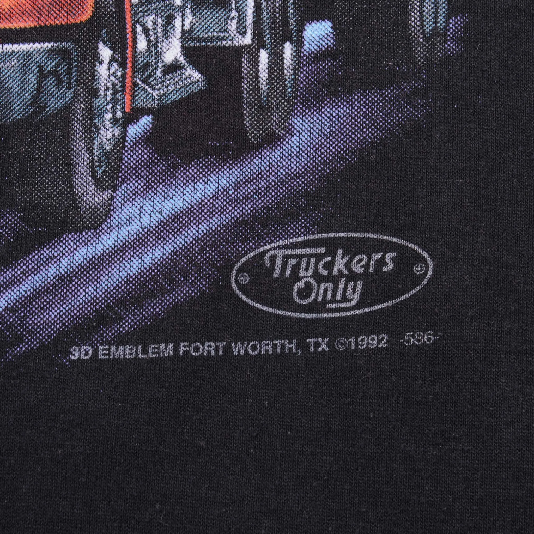 VINTAGE 3D EMBLEM TRUCKERS ONLY TEE SHIRT 1992 XL MADE IN USA