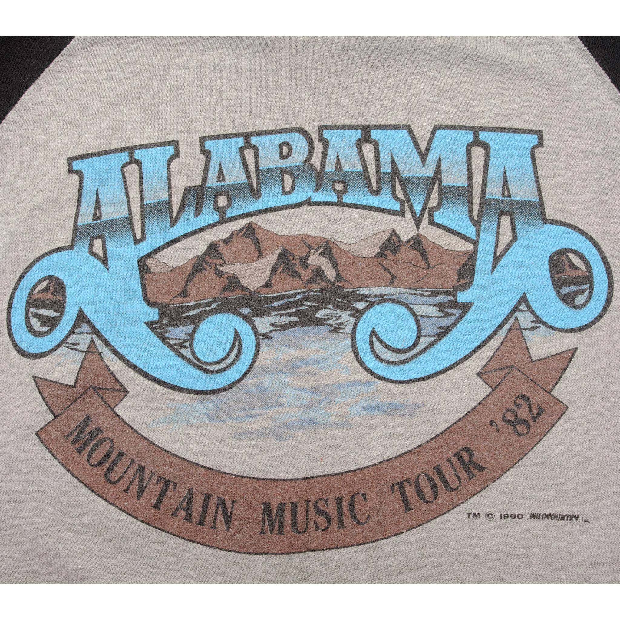 VINTAGE ALABAMA MOUNTAIN MUSIC TOUR RAGLAN TEE SHIRT 1982 SIZE SMALL MADE IN USA