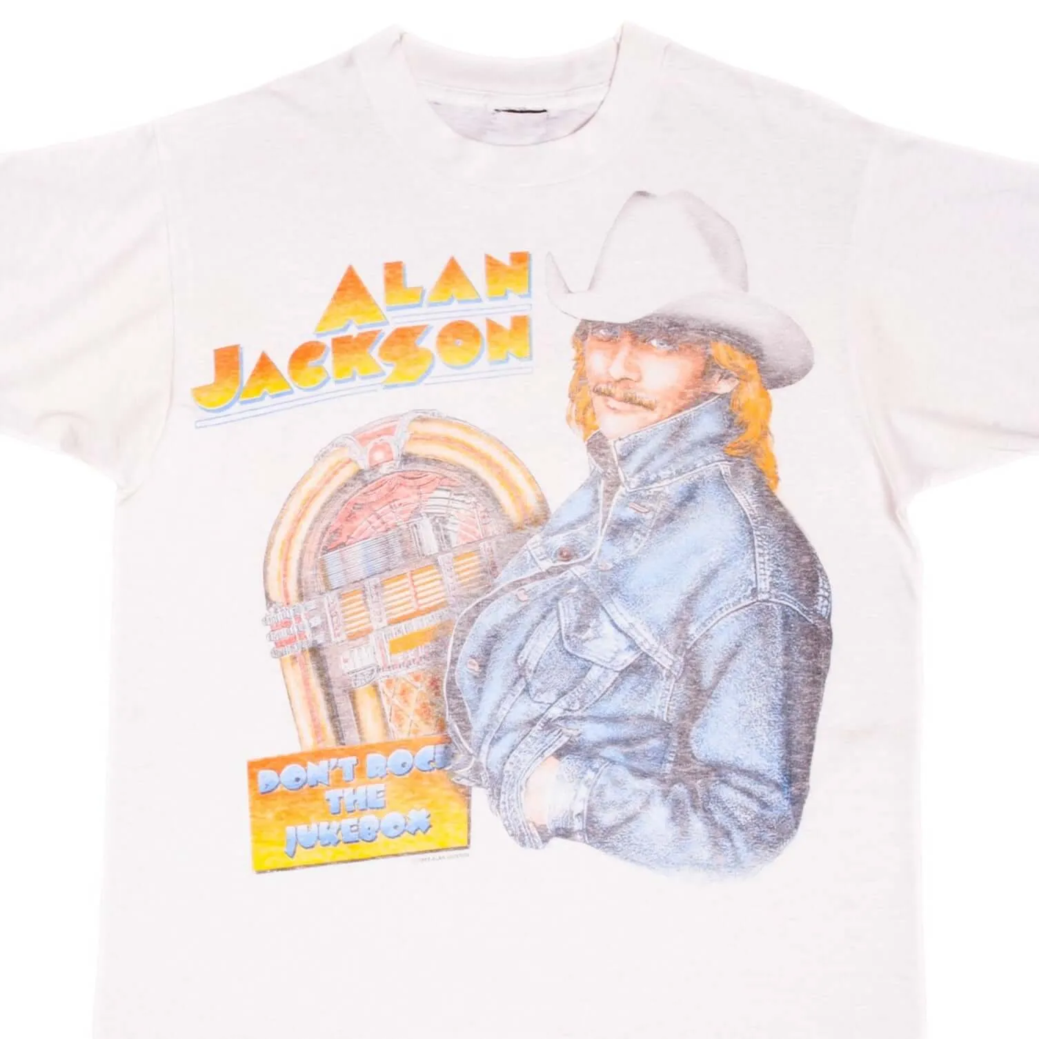 VINTAGE ALAN JACKSON DON'T ROCK THE JUKEBOX TEE SHIRT 1993 MEDIUM MADE IN USA