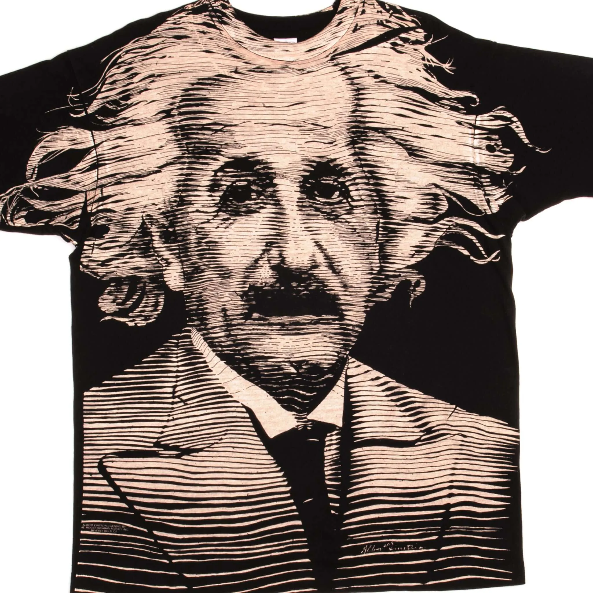 VINTAGE ALL OVER PRINT ALBERT EINSTEIN 1990S TEE SHIRT SIZE XL MADE IN USA