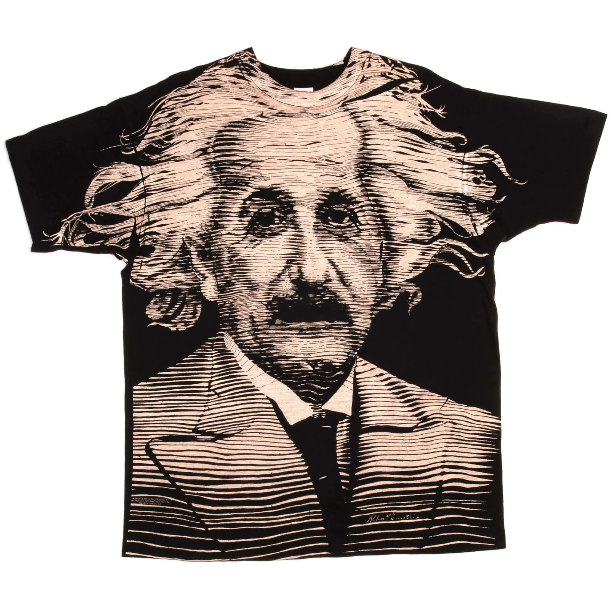 VINTAGE ALL OVER PRINT ALBERT EINSTEIN 1990S TEE SHIRT SIZE XL MADE IN USA