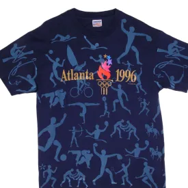 VINTAGE ALL OVER PRINT ATLANTA OLYMPICS 1996 TEE SHIRT SIZE LARGE MADE IN USA