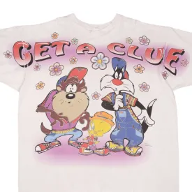 VINTAGE ALL OVER PRINT LOONEY TUNES TAZ TWEETY SYLVESTER TEE SHIRT 1996 3XL USA