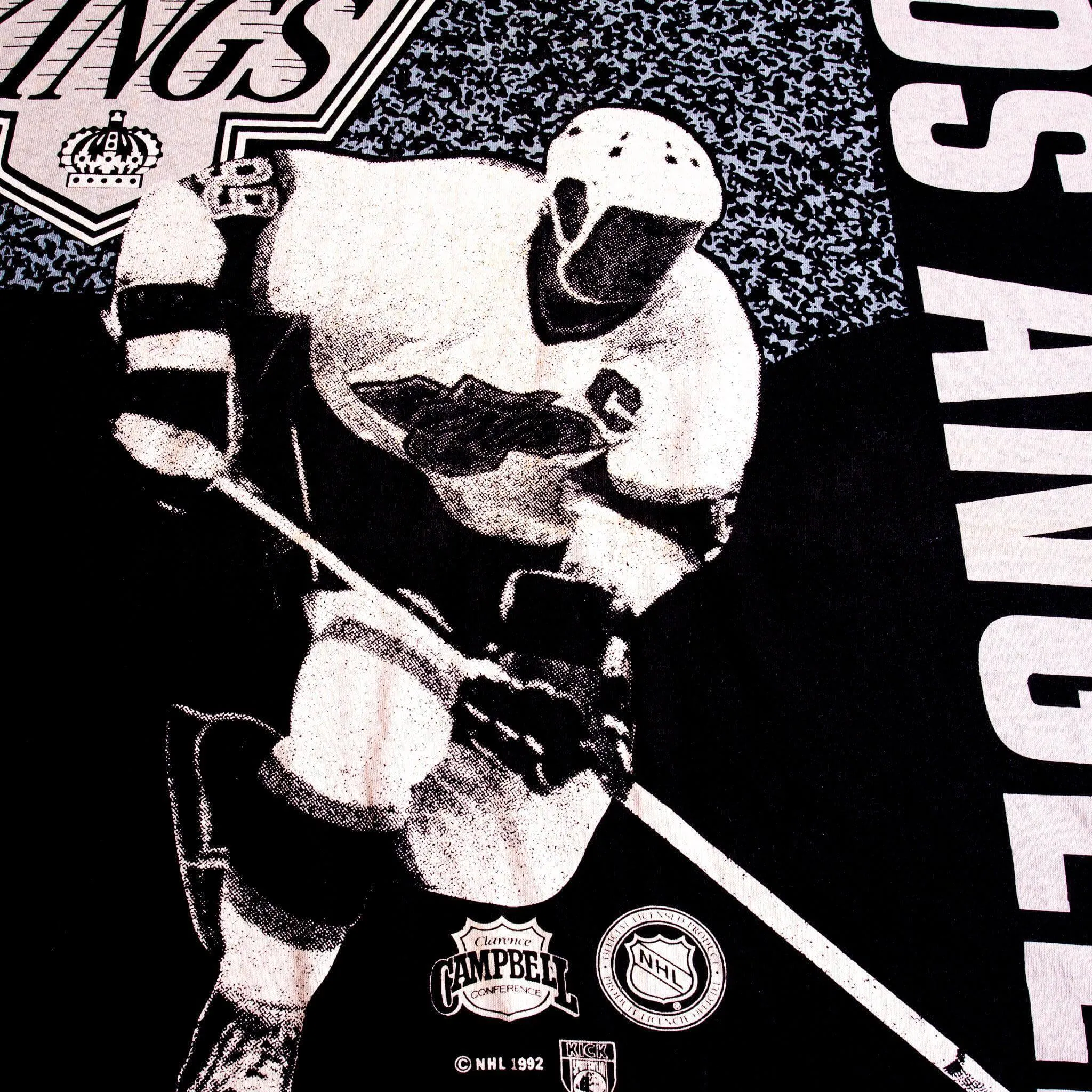 VINTAGE ALL OVER PRINT NHL LOS ANGELES KINGS TEE SHIRT 1992 SIZE XL MADE IN USA