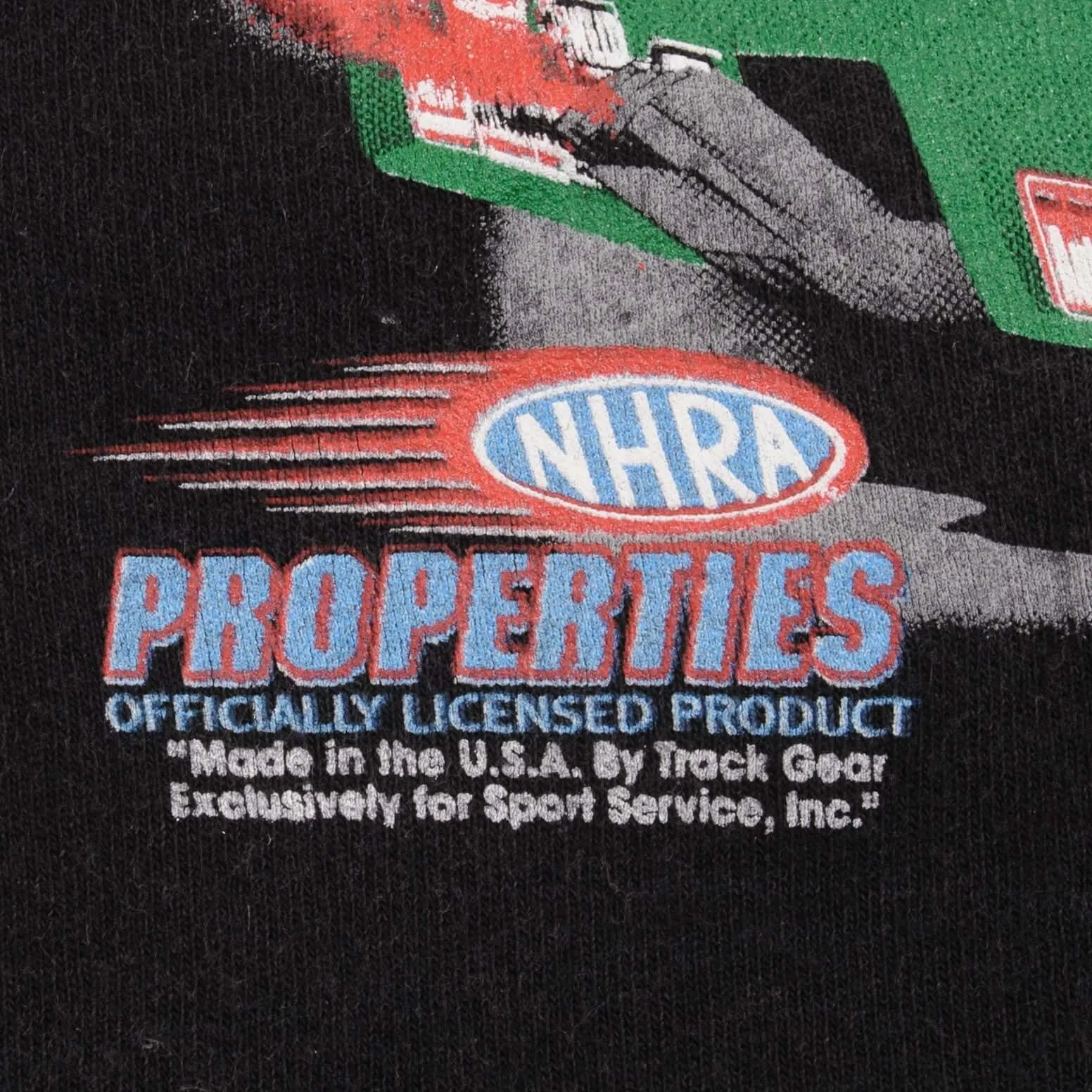 VINTAGE ALLOVER PRINT RACING NHRA JOHN FORCE 1990S TEE SHIRT LARGE MADE IN USA