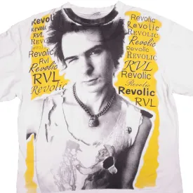 VINTAGE ALLOVER PRINT SEX PISTOLS REVOLIC TEE SHIRT 90S SIZE XL BOOTLEG