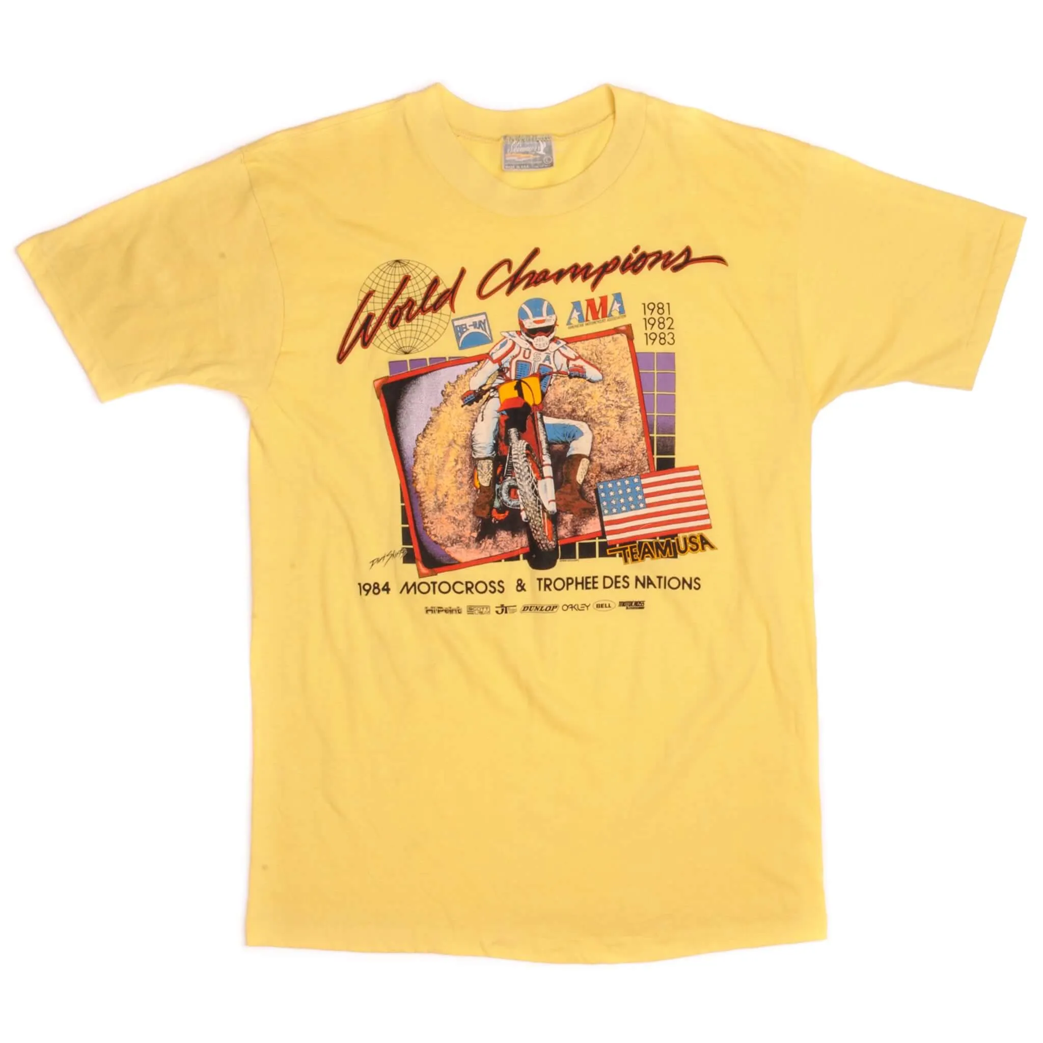 VINTAGE AMA WORLD CHAMPION MOTOCROSS DAVID BAILEY TEE SHIRT 1984 MEDIUM MADE USA